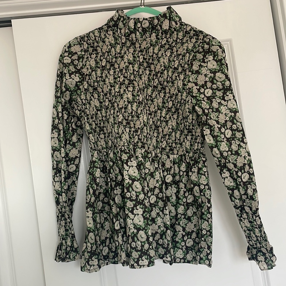 Tuckernuck Peplum Top - Green Floral